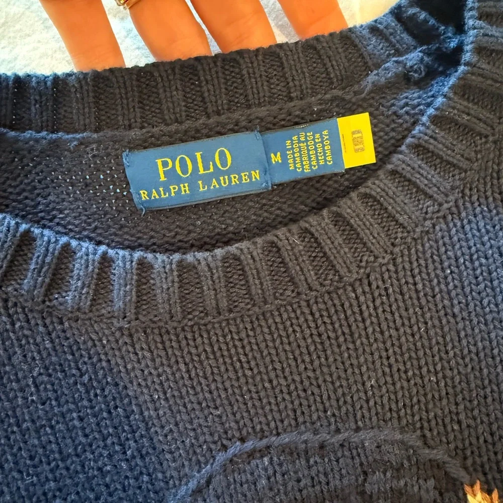 Polo by Ralph Lauren Navy Bear Intarsia Crewneck Sweater - never worn - Picture 3 of 5